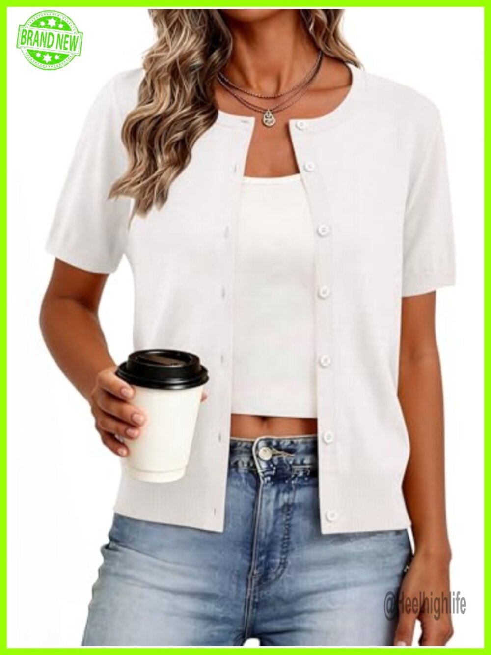 Lightweight V-Neck Cardigan Sweater With Button Down For Spring
